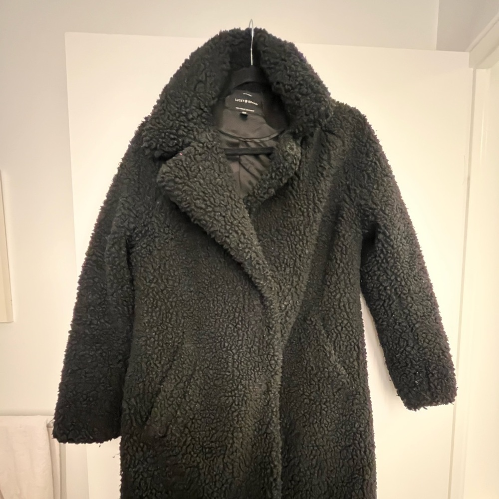 50 OBO—Lucky Brand 🍀 Teddy coat black M
